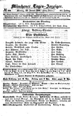 Münchener Tages-Anzeiger Montag 29. Januar 1866