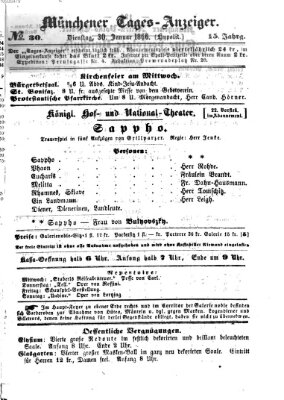 Münchener Tages-Anzeiger Dienstag 30. Januar 1866