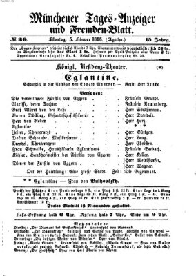 Münchener Tages-Anzeiger und Fremden-Blatt (Münchener Tages-Anzeiger) Montag 5. Februar 1866