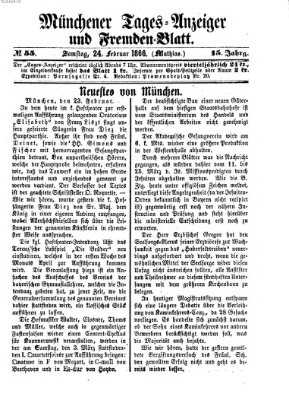 Münchener Tages-Anzeiger und Fremden-Blatt (Münchener Tages-Anzeiger) Samstag 24. Februar 1866