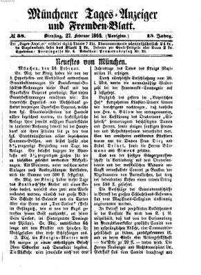 Münchener Tages-Anzeiger und Fremden-Blatt (Münchener Tages-Anzeiger) Dienstag 27. Februar 1866