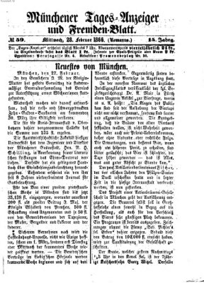 Münchener Tages-Anzeiger und Fremden-Blatt (Münchener Tages-Anzeiger) Mittwoch 28. Februar 1866