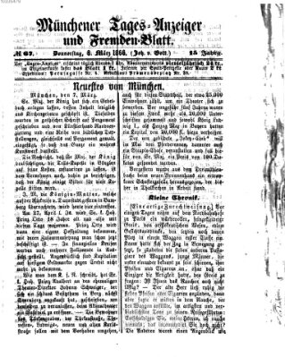 Münchener Tages-Anzeiger und Fremden-Blatt (Münchener Tages-Anzeiger) Donnerstag 8. März 1866