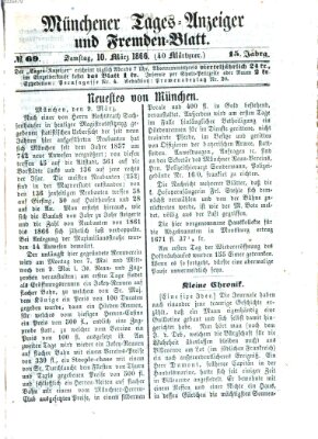 Münchener Tages-Anzeiger und Fremden-Blatt (Münchener Tages-Anzeiger) Samstag 10. März 1866