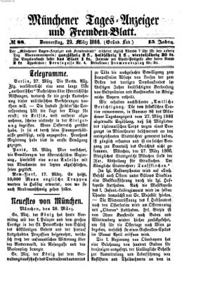 Münchener Tages-Anzeiger und Fremden-Blatt (Münchener Tages-Anzeiger) Donnerstag 29. März 1866