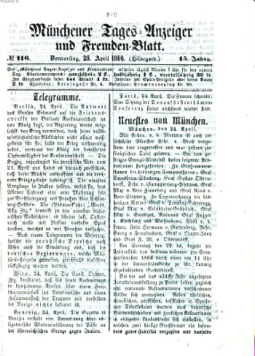 Münchener Tages-Anzeiger und Fremden-Blatt (Münchener Tages-Anzeiger) Donnerstag 26. April 1866