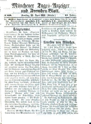 Münchener Tages-Anzeiger und Fremden-Blatt (Münchener Tages-Anzeiger) Samstag 28. April 1866