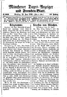 Münchener Tages-Anzeiger und Fremden-Blatt (Münchener Tages-Anzeiger) Dienstag 12. Juni 1866