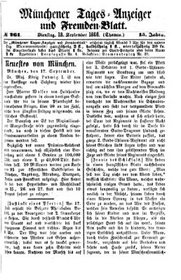 Münchener Tages-Anzeiger und Fremden-Blatt (Münchener Tages-Anzeiger) Dienstag 18. September 1866