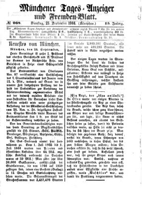 Münchener Tages-Anzeiger und Fremden-Blatt (Münchener Tages-Anzeiger) Dienstag 25. September 1866