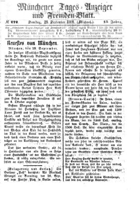 Münchener Tages-Anzeiger und Fremden-Blatt (Münchener Tages-Anzeiger) Samstag 29. September 1866