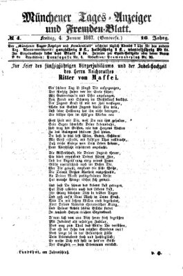 Münchener Tages-Anzeiger und Fremden-Blatt (Münchener Tages-Anzeiger) Freitag 4. Januar 1867