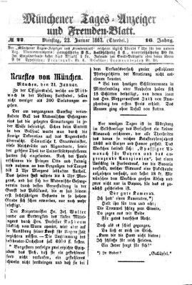 Münchener Tages-Anzeiger und Fremden-Blatt (Münchener Tages-Anzeiger) Dienstag 22. Januar 1867