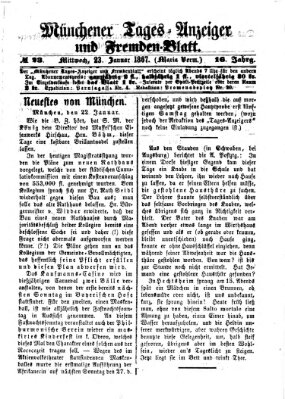 Münchener Tages-Anzeiger und Fremden-Blatt (Münchener Tages-Anzeiger) Mittwoch 23. Januar 1867