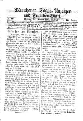 Münchener Tages-Anzeiger und Fremden-Blatt (Münchener Tages-Anzeiger) Montag 28. Januar 1867