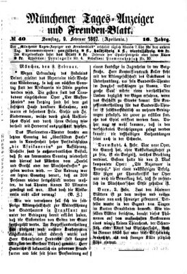 Münchener Tages-Anzeiger und Fremden-Blatt (Münchener Tages-Anzeiger) Samstag 9. Februar 1867