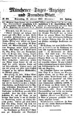 Münchener Tages-Anzeiger und Fremden-Blatt (Münchener Tages-Anzeiger) Donnerstag 21. Februar 1867