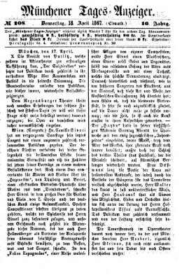 Münchener Tages-Anzeiger Donnerstag 18. April 1867