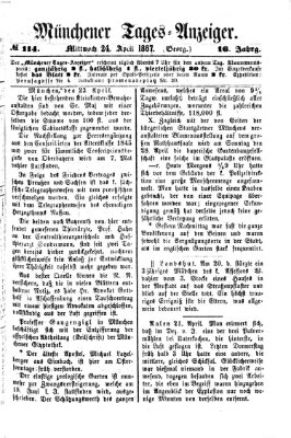 Münchener Tages-Anzeiger Mittwoch 24. April 1867