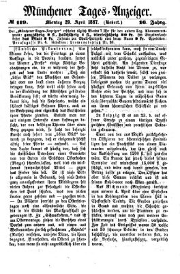 Münchener Tages-Anzeiger Montag 29. April 1867