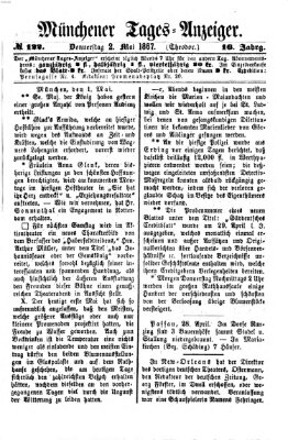 Münchener Tages-Anzeiger Donnerstag 2. Mai 1867