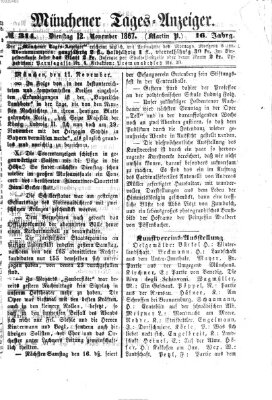 Münchener Tages-Anzeiger Dienstag 12. November 1867