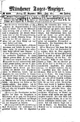 Münchener Tages-Anzeiger Freitag 27. Dezember 1867