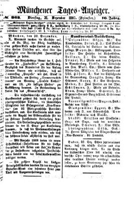 Münchener Tages-Anzeiger Dienstag 31. Dezember 1867