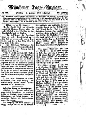 Münchener Tages-Anzeiger Samstag 1. Februar 1868