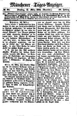 Münchener Tages-Anzeiger Samstag 21. März 1868