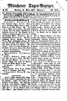 Münchener Tages-Anzeiger Dienstag 31. März 1868