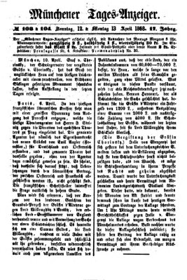 Münchener Tages-Anzeiger Sonntag 12. April 1868