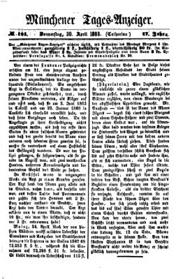 Münchener Tages-Anzeiger Donnerstag 30. April 1868