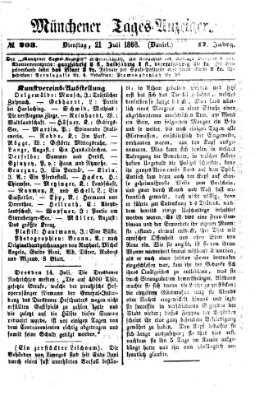 Münchener Tages-Anzeiger Dienstag 21. Juli 1868