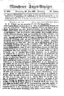 Münchener Tages-Anzeiger Donnerstag 30. Juli 1868