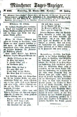 Münchener Tages-Anzeiger Donnerstag 22. Oktober 1868