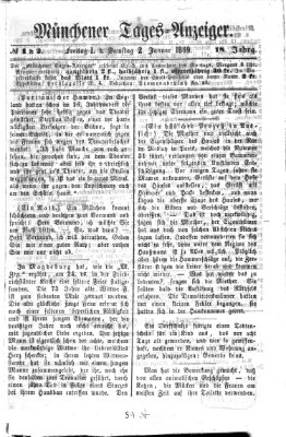 Münchener Tages-Anzeiger Samstag 2. Januar 1869