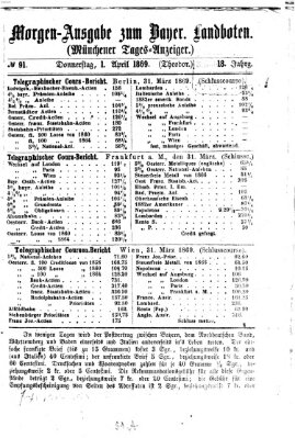 Münchener Tages-Anzeiger Donnerstag 1. April 1869