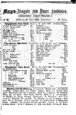 Münchener Tages-Anzeiger Mittwoch 21. April 1869