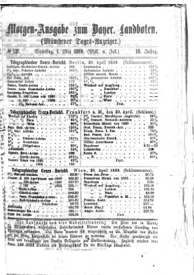 Münchener Tages-Anzeiger Samstag 1. Mai 1869