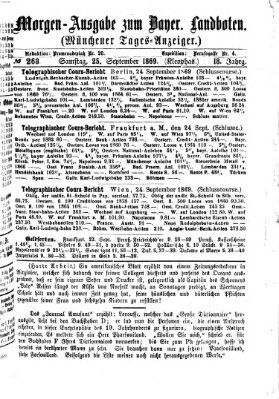 Münchener Tages-Anzeiger Samstag 25. September 1869