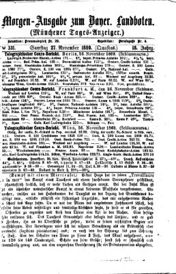 Münchener Tages-Anzeiger Samstag 27. November 1869