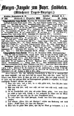 Münchener Tages-Anzeiger Mittwoch 1. Dezember 1869