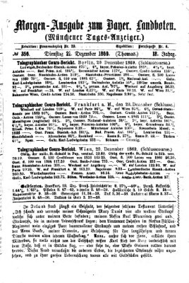 Münchener Tages-Anzeiger Dienstag 21. Dezember 1869