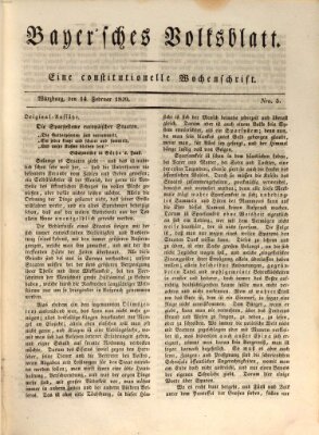 Bayerisches Volksblatt Samstag 14. Februar 1829