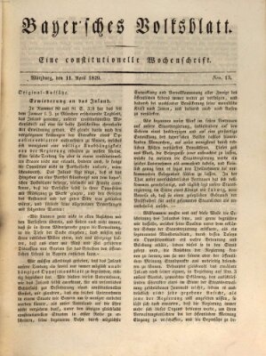 Bayerisches Volksblatt Samstag 11. April 1829