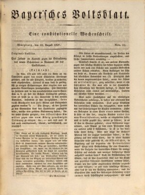 Bayerisches Volksblatt Samstag 22. August 1829