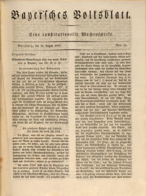 Bayerisches Volksblatt Samstag 29. August 1829