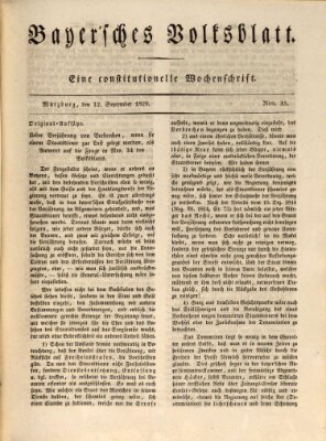 Bayerisches Volksblatt Samstag 12. September 1829