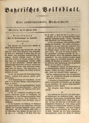 Bayerisches Volksblatt Samstag 13. Februar 1830